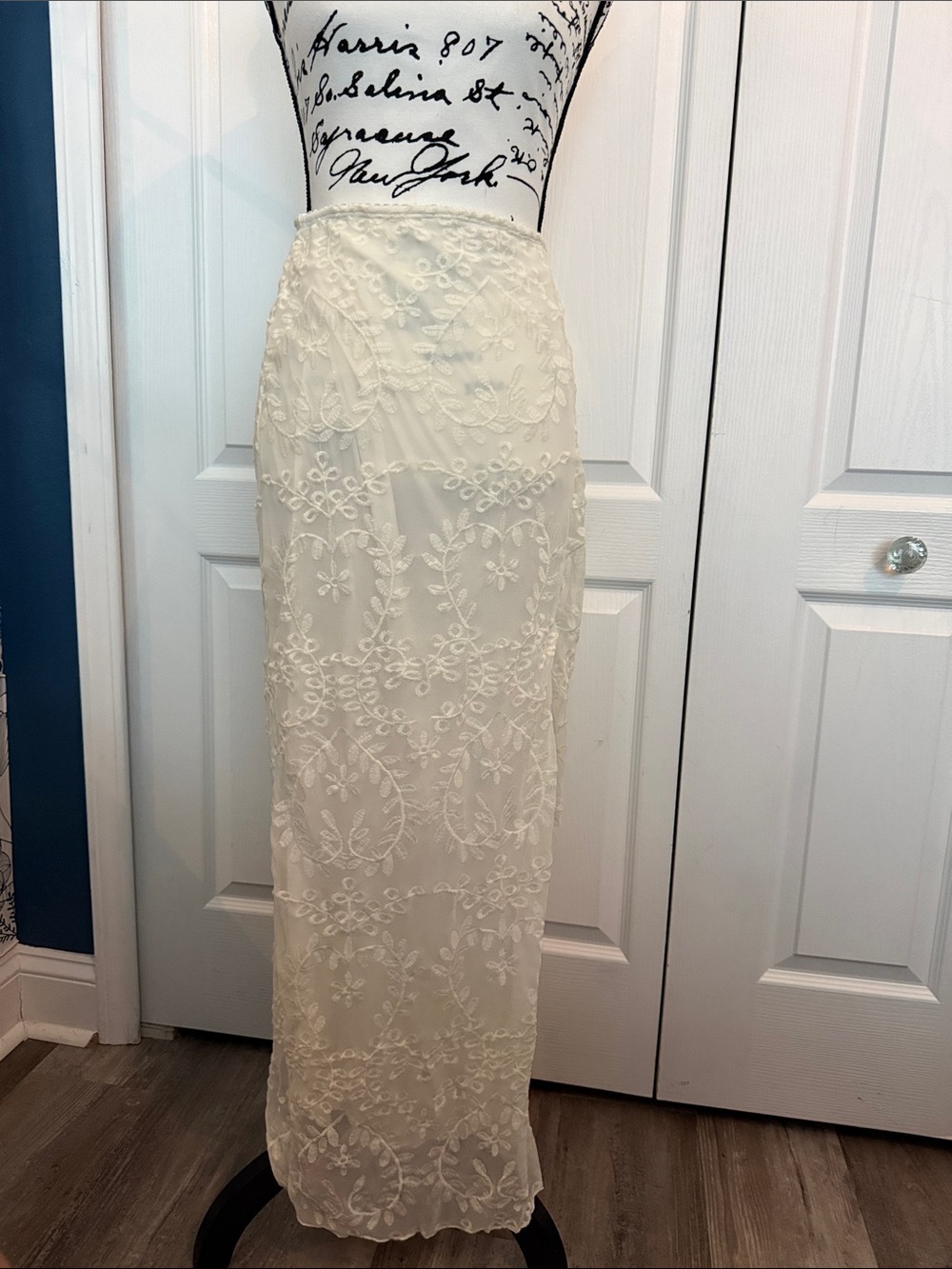 Altar'd State Ivory Embroidered Maxi Skirt